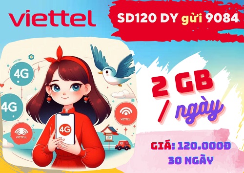 Gói cước SD120 Viettel - Sử dụng DATA với 30 ngày, có ngay 60GB